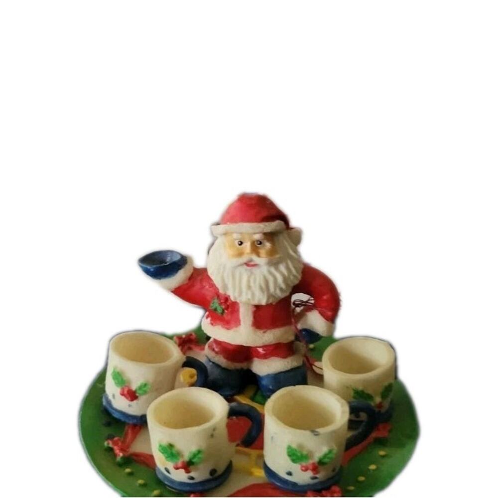 Vintage Loomco Hermitage Pottery KA822 7 Piece Mini Santa Tea Set 1996 With Box